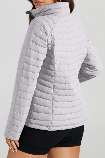 Solid Zip-Up Puffer Jacket