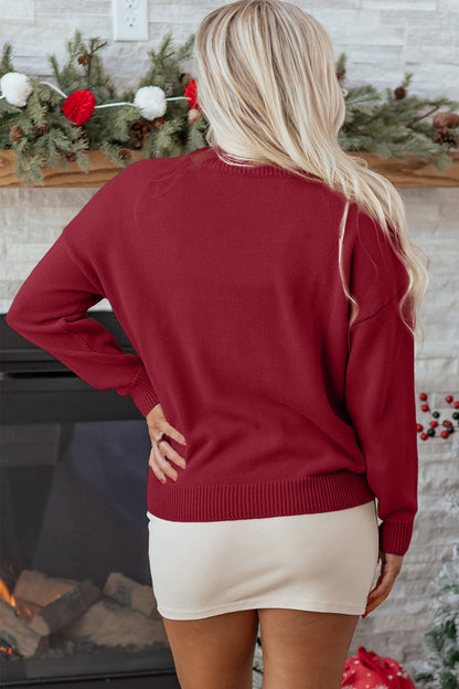 Christmas Merry Dot Dolman Sleeve Sweater