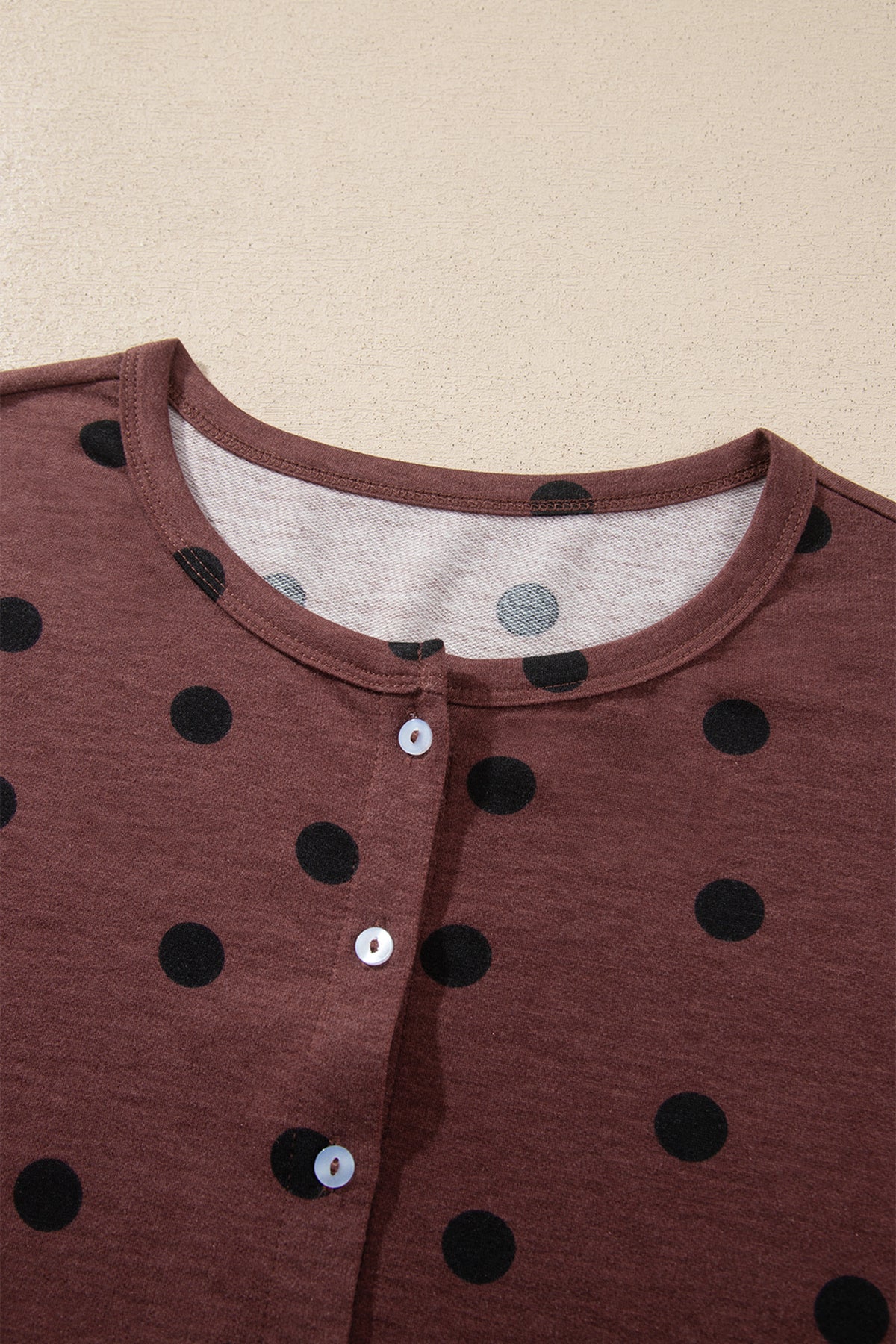 Polka Dot Button Front Long Sleeve Shirt