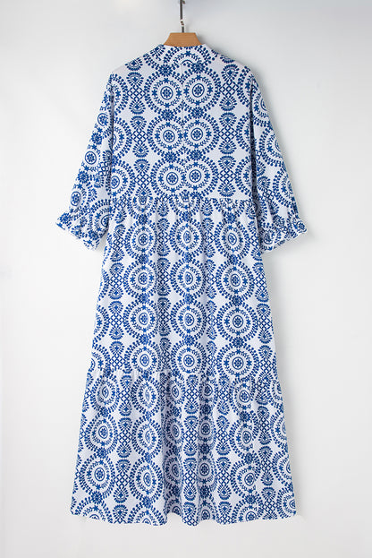 Geometric V-Neck Maxi Dress Plus Size