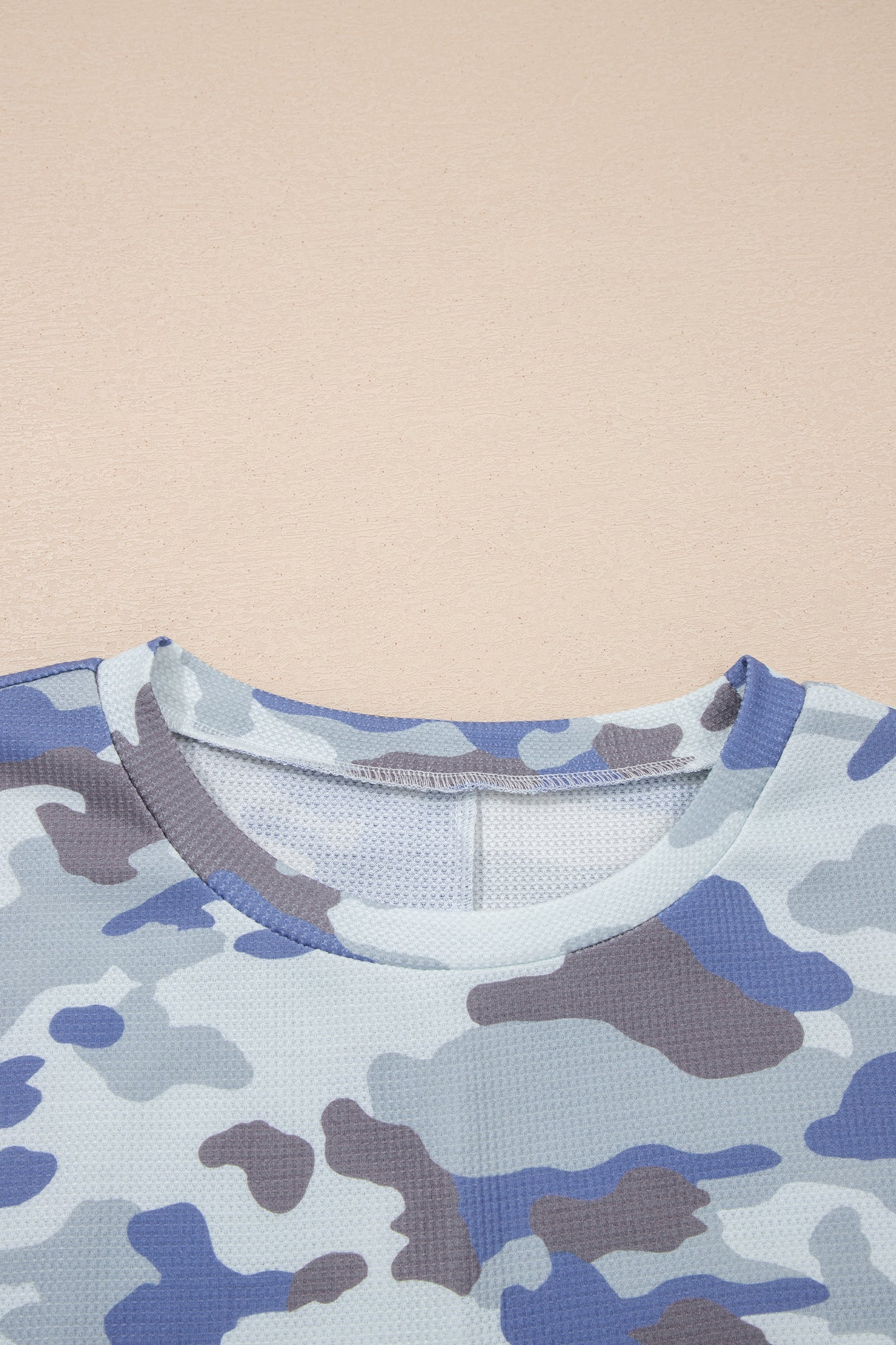 Plus Size Camo Waffle Knit Short Sleeve Tee