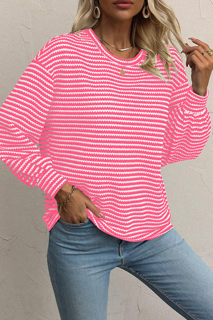 Stripe Round Neck Long Sleeve Top