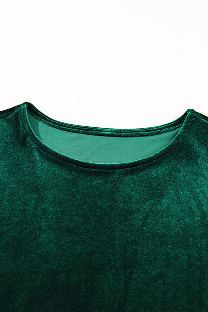 Velvet Sequin Puff Sleeve Tiered Mini Dress