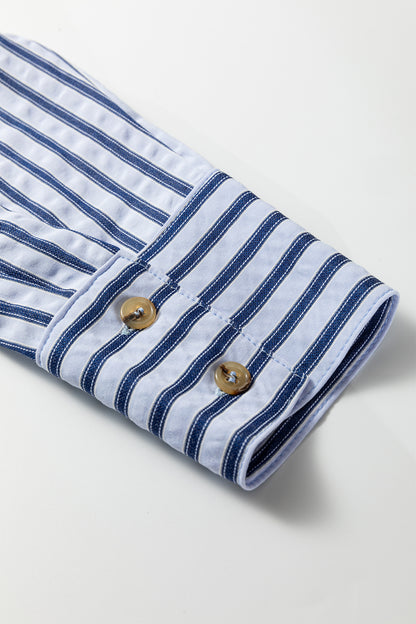 Stripe Button Down Long Sleeve Loose Shirt
