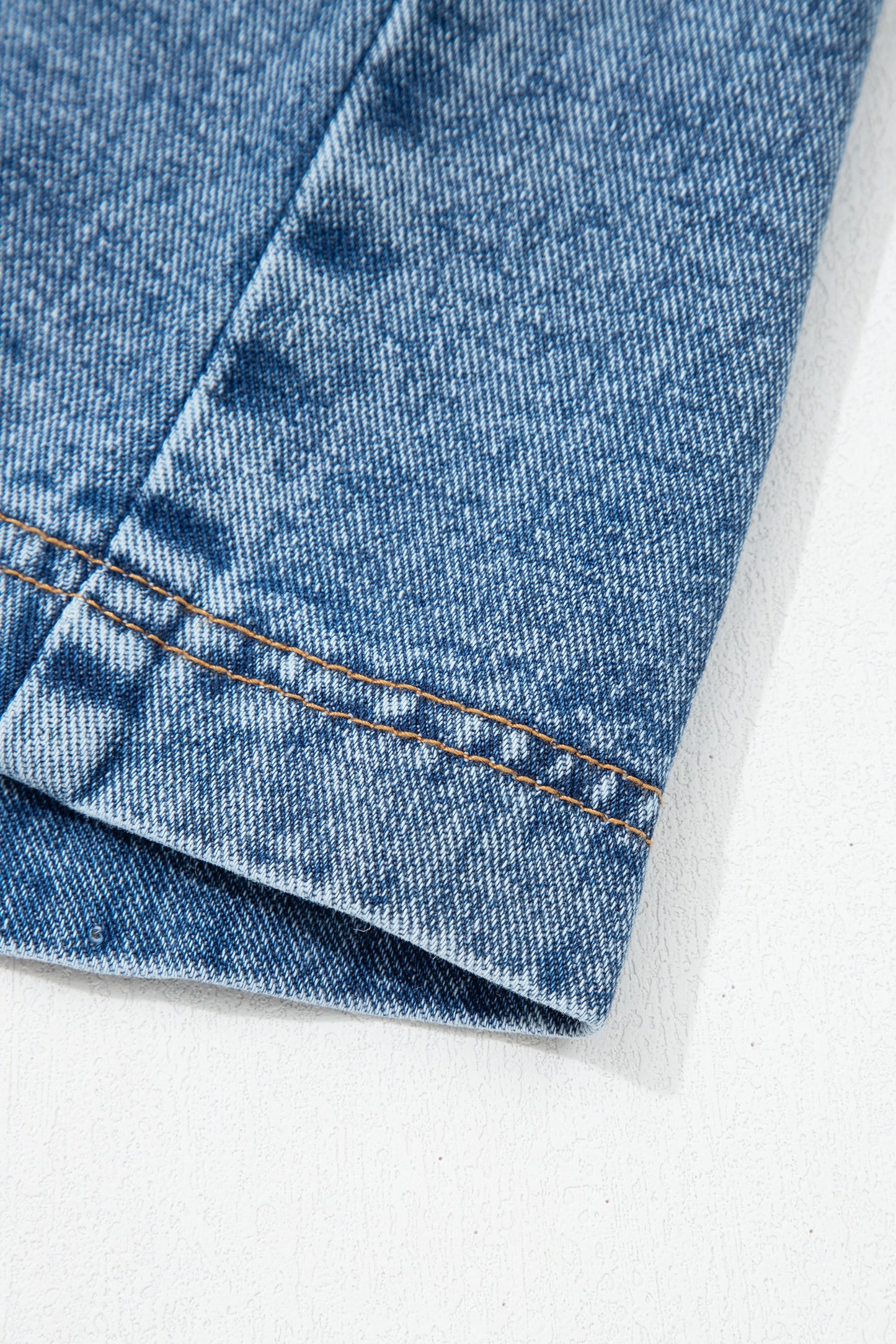 Western Denim Belted Button Down Sleeveless Dress