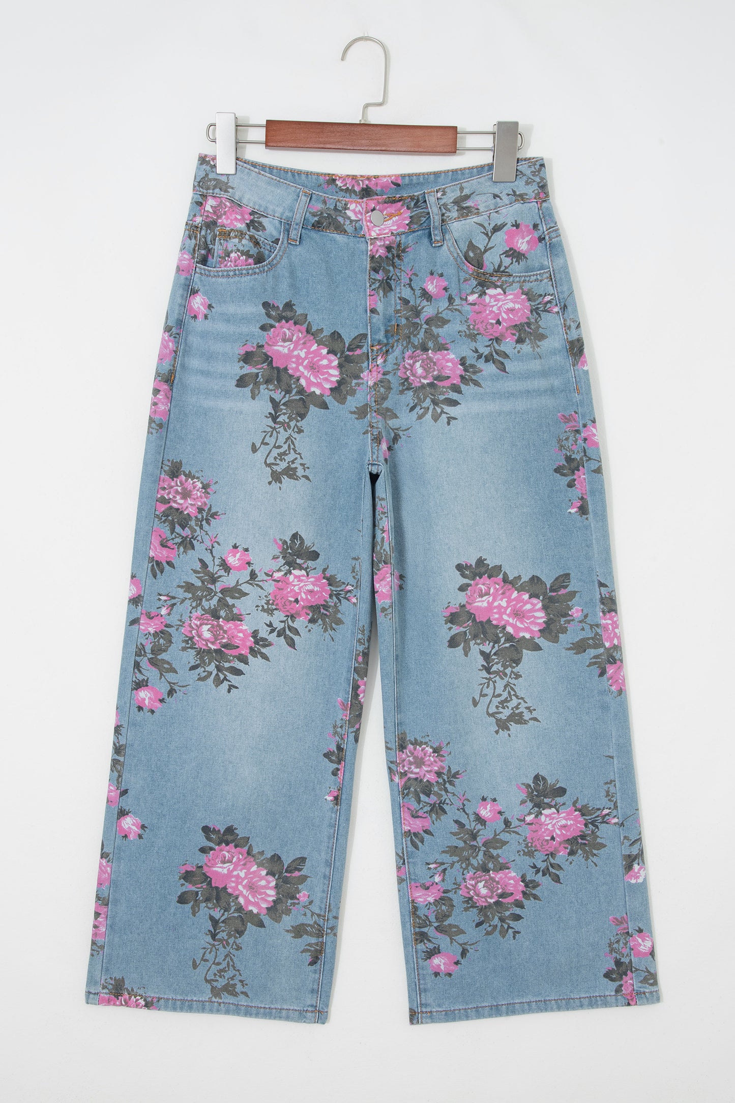 Floral Denim Wide Leg Jeans