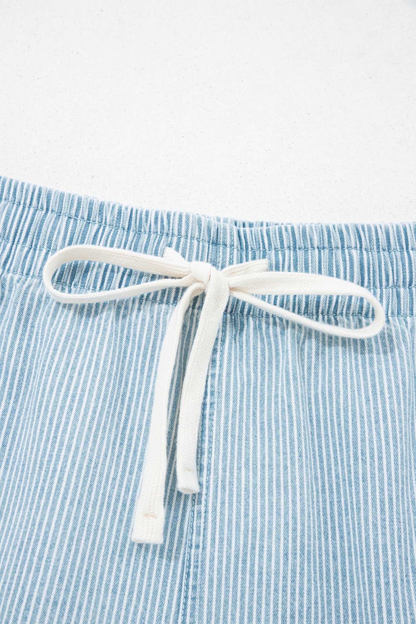 Plus Size Stripe Denim Contrast Drawstring Shorts