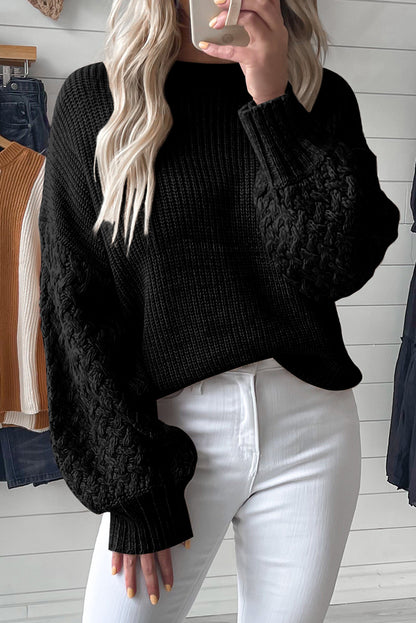 Cable Knit Drop Shoulder Sweater