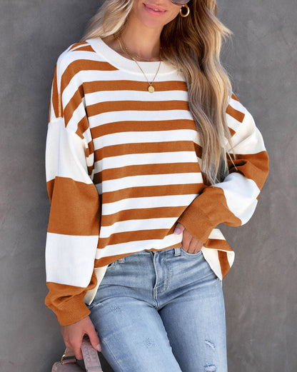 Stripe Drop Shoulder Pullover Sweatshirt