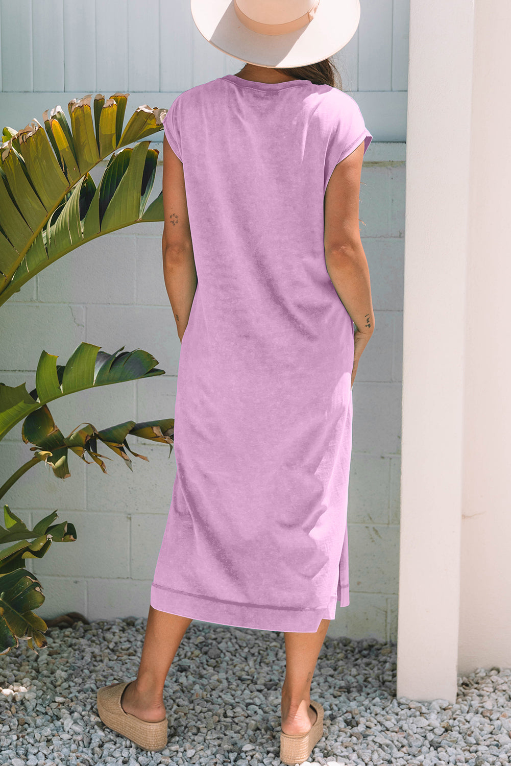 Mineral Wash Pocketed T-shirt Maxi Dress