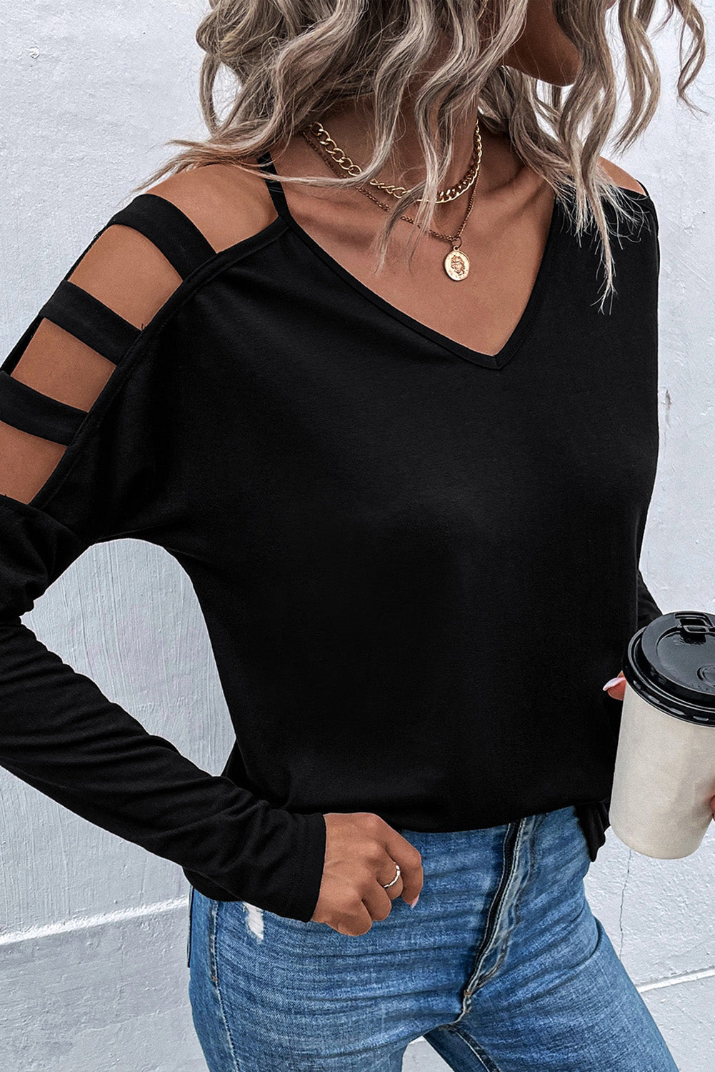 Cold Shoulder Long Sleeve Top