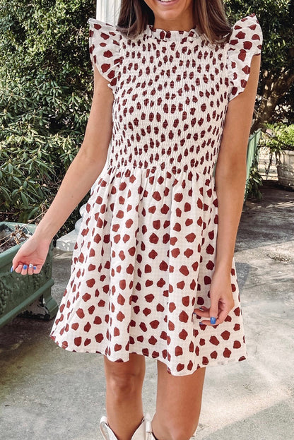 Abstract Dotted Flutter Sleeve Dress