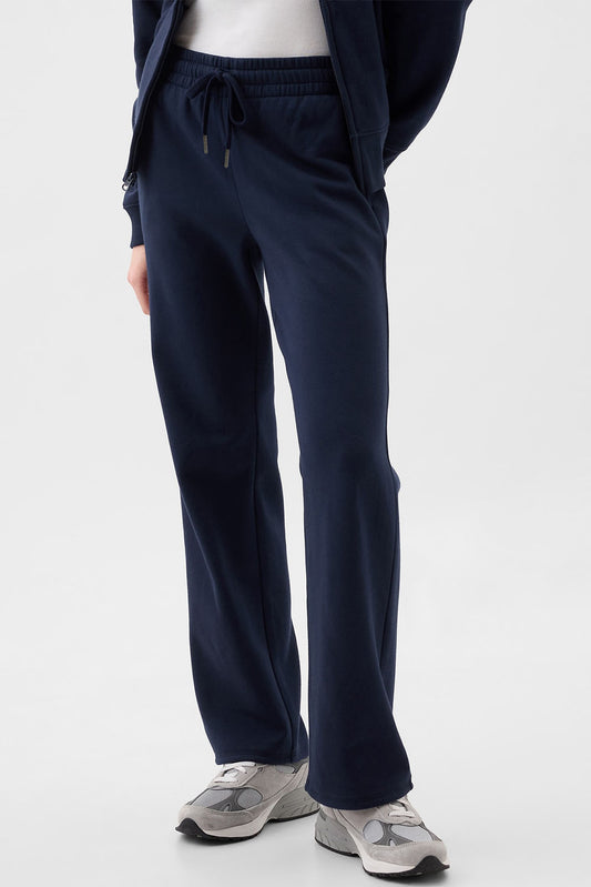 Solid Fleece-Lined Drawstring Waist Pants