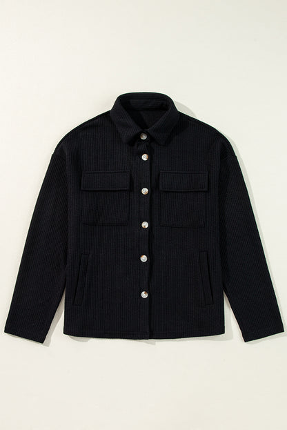 Solid Corduroy Long Sleeve Jacket