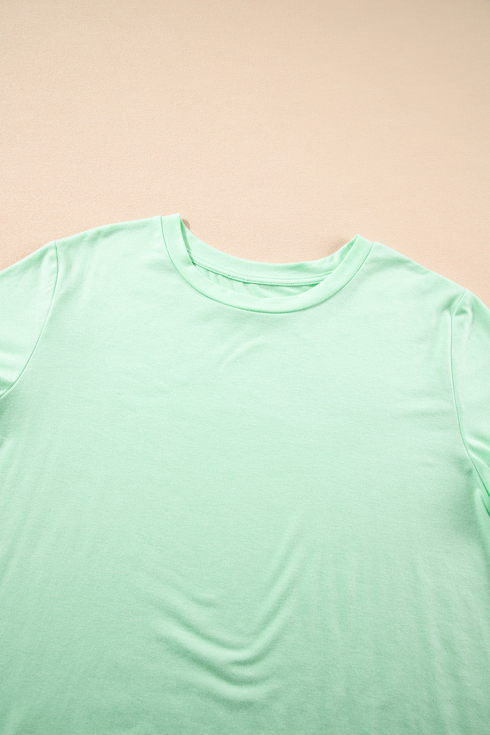 Plus Size Solid Rolled Short Sleeve T-Shirt