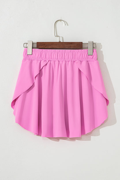 Solid Drawstring Elastic Waist Lined Tennis Skort