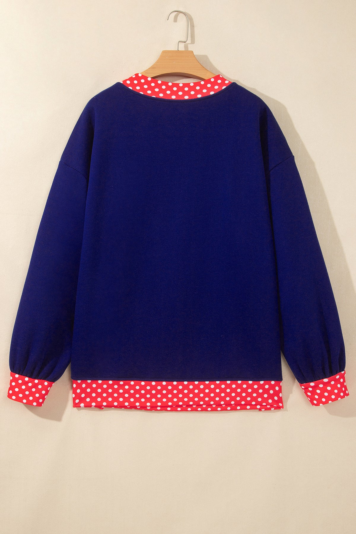 Polka Dot Contrast Trim Mock Neck Sweatshirt