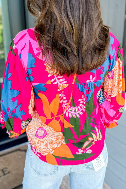 Floral Ruffle Puff Sleeve Blouse