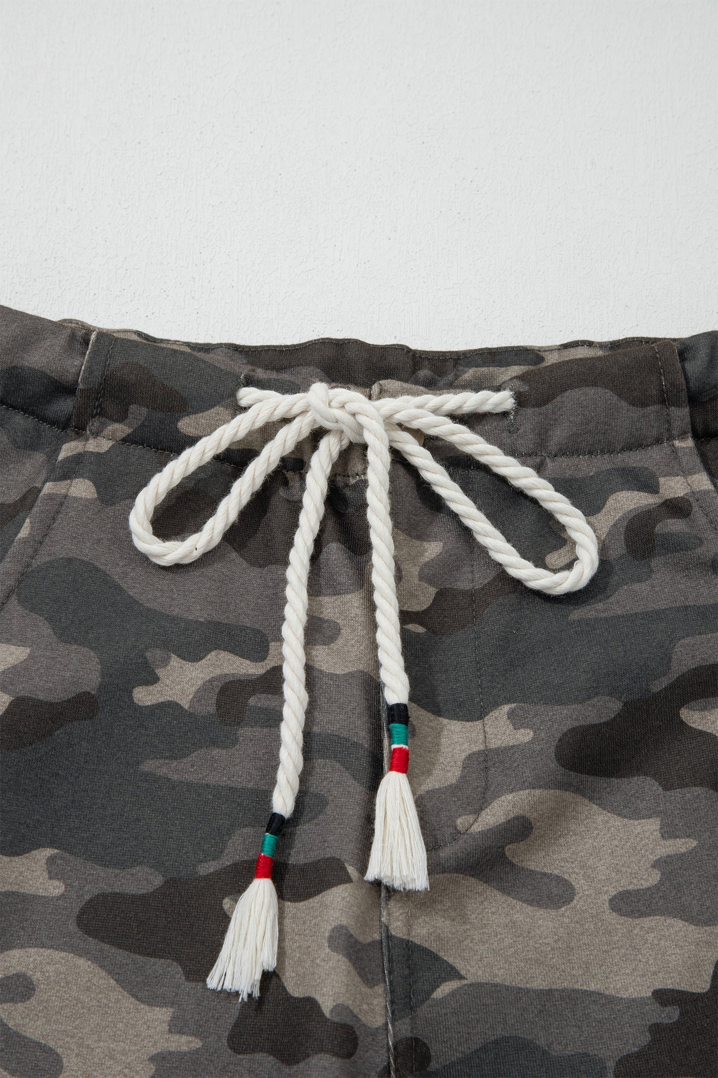 Camo Side Stripe Panel Drawstring Pants