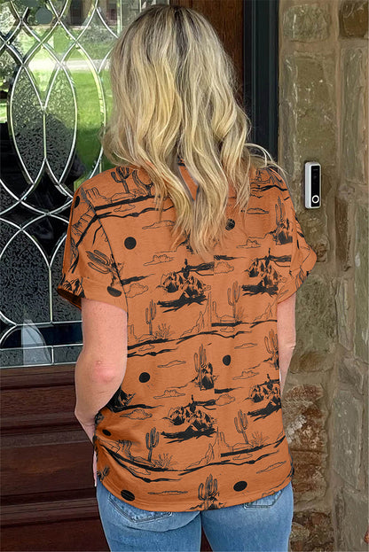 Western Desert Short Sleeve Knit Top