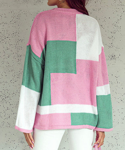 NEW! Colorblock Drop Shoulder Bell Sleeve Sweater