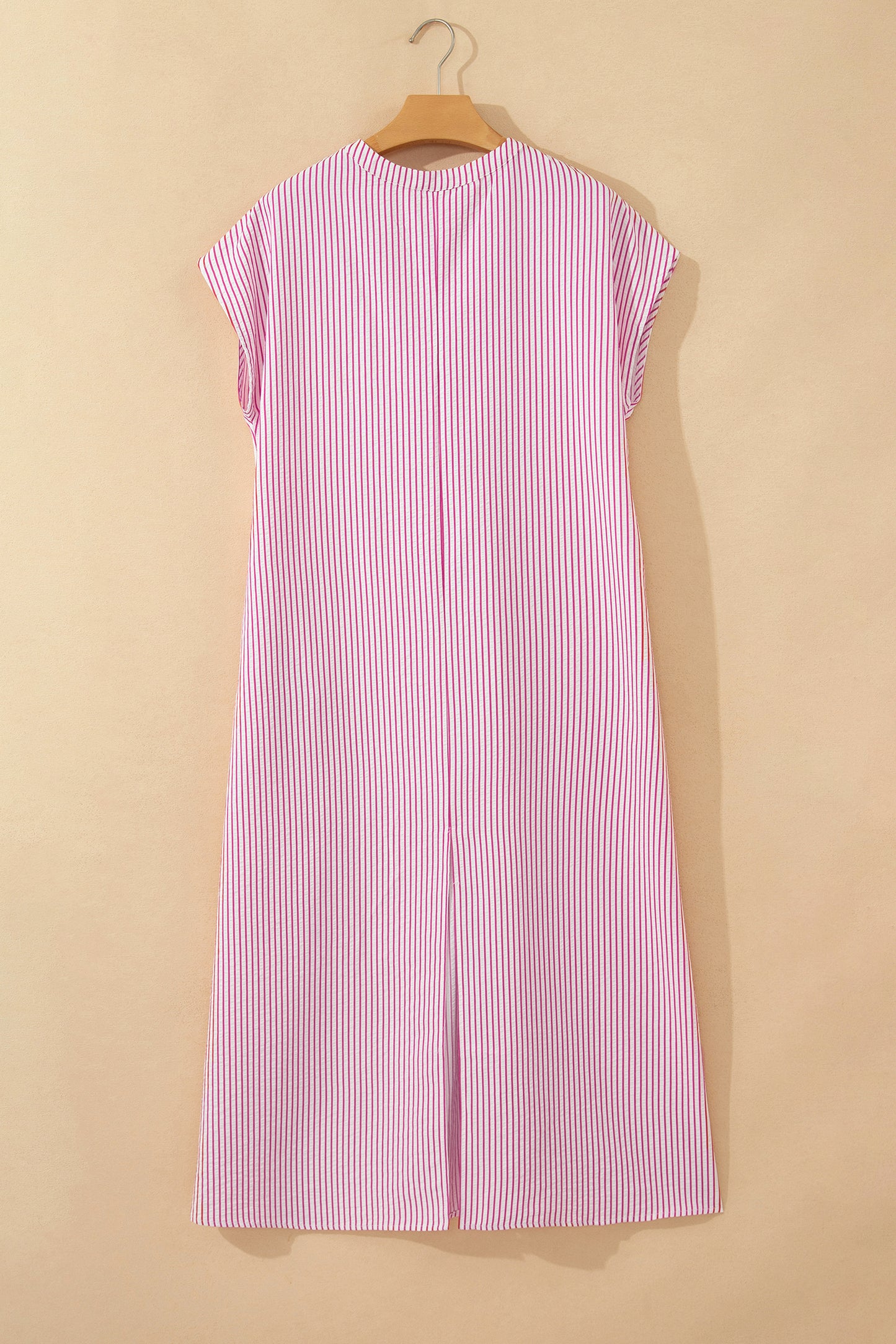 Stripe Frilled Half Buttoned Maxi Dress