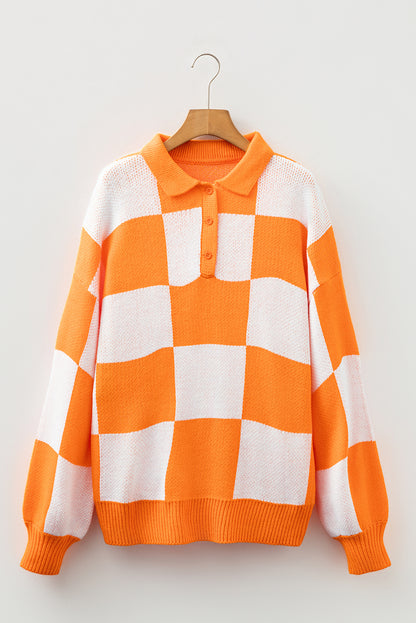 Checker Collared Long Sleeve Sweater