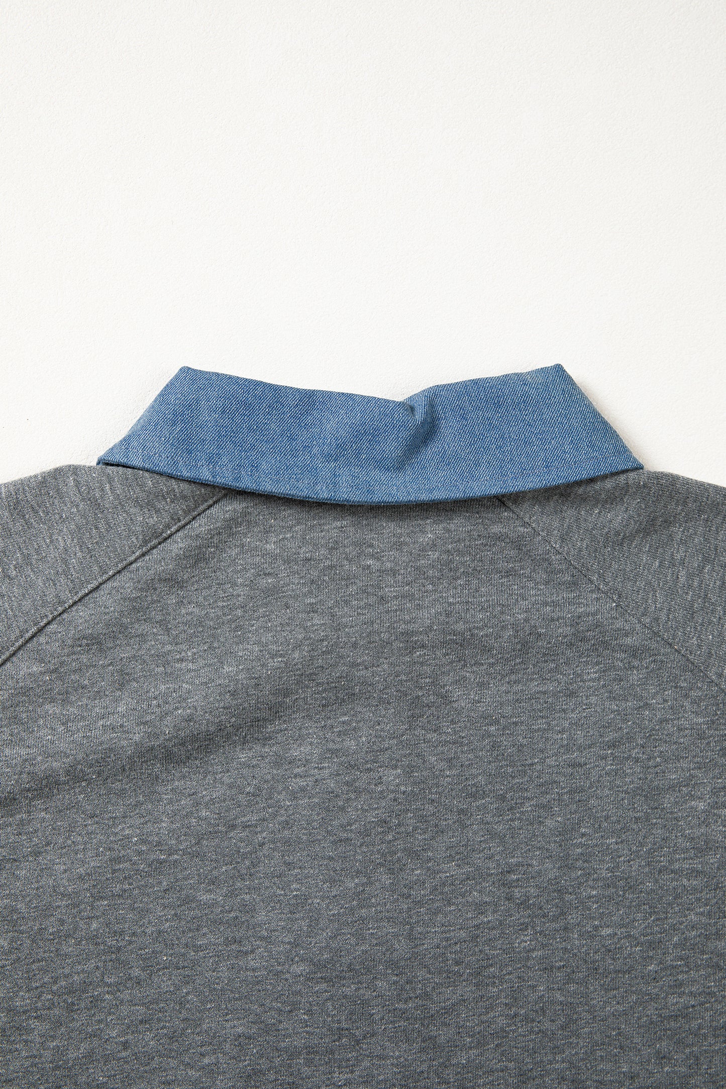 Colorblock Denim Patchwork Shirt Collar Blouse