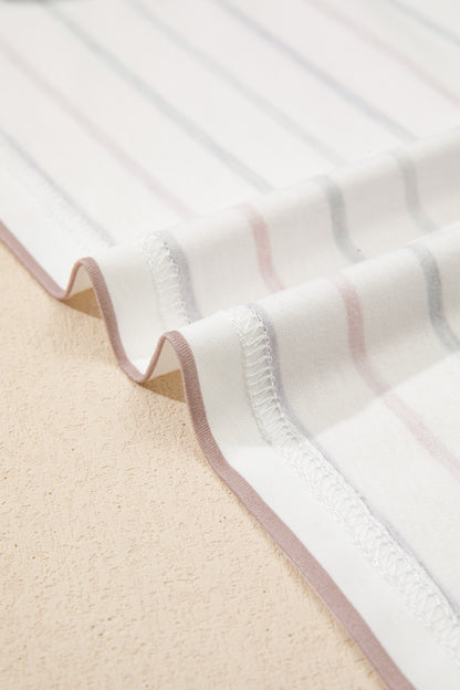 Plus Size Stripe V-Neck Short Sleeve Tee