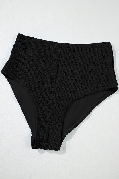 Colorblock Corded Top & High Waist Bikini Set