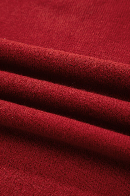 Leopard Bow Split Cuff Contrast Trim Sweater