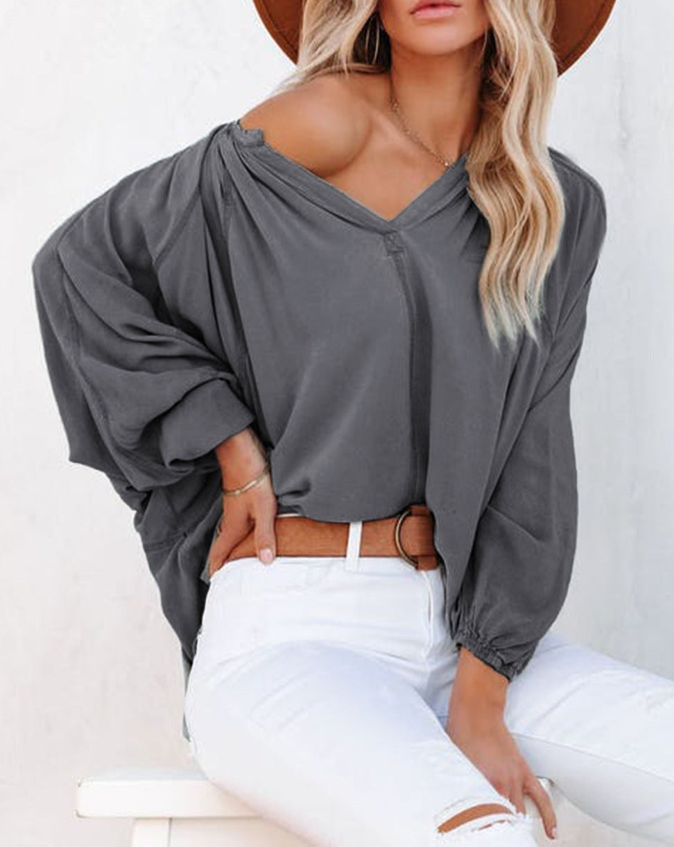 Gathered Dolman Puff Sleeve Top