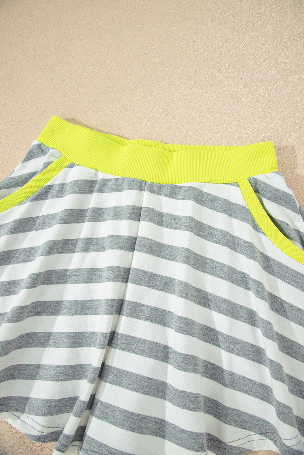 Stripe Contrast Ribbed Top and Shorts Set