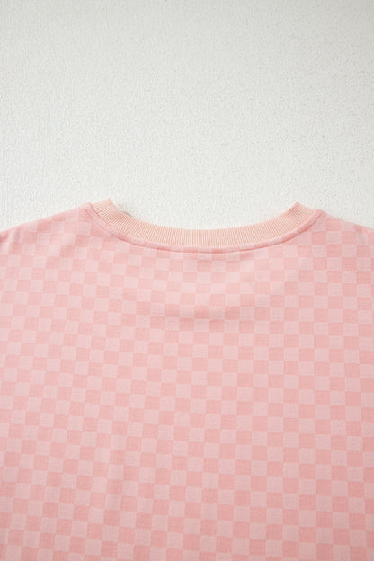 Checker Long Sleeve Pullover and Shorts Set