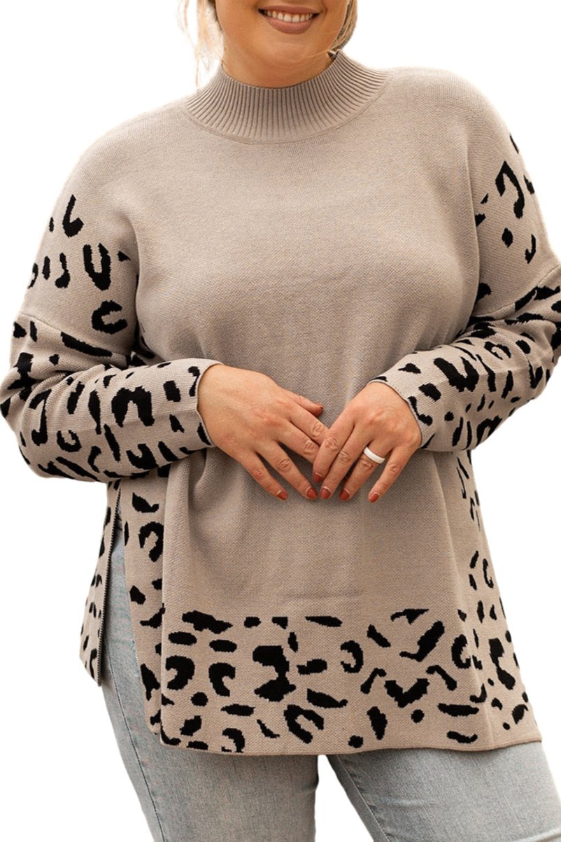 Leopard Colorblock Sweater Plus Size