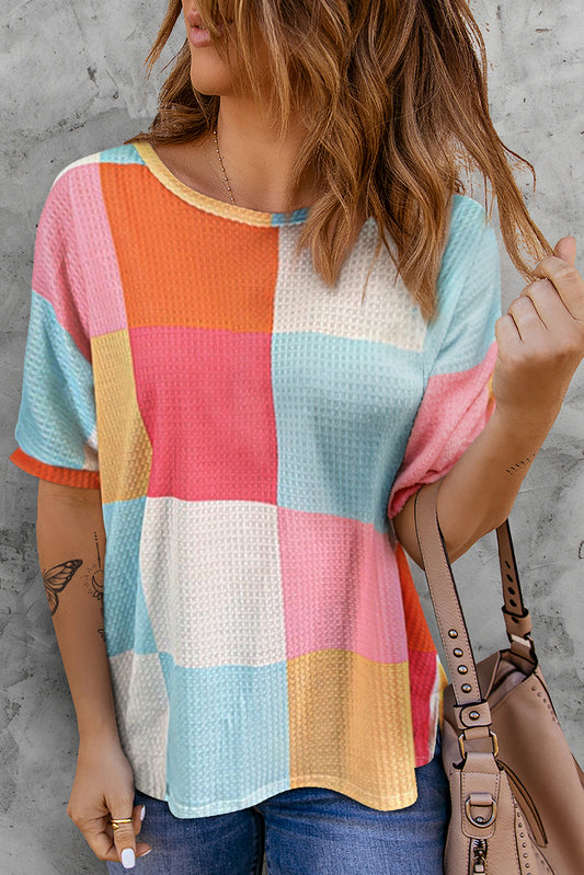 Colorblock Waffle Knit T-Shirt