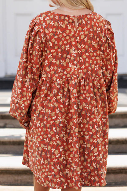 Floral Square Neck Dress Plus Size