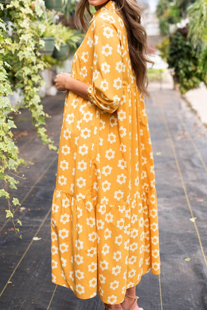 Floral 3/4 Sleeve Maxi Dress