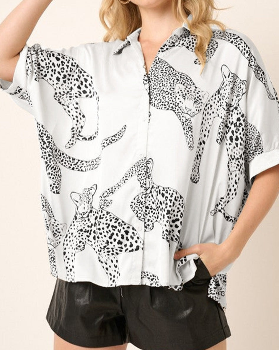 Cheetah Buttoned Short Sleeve Shirt