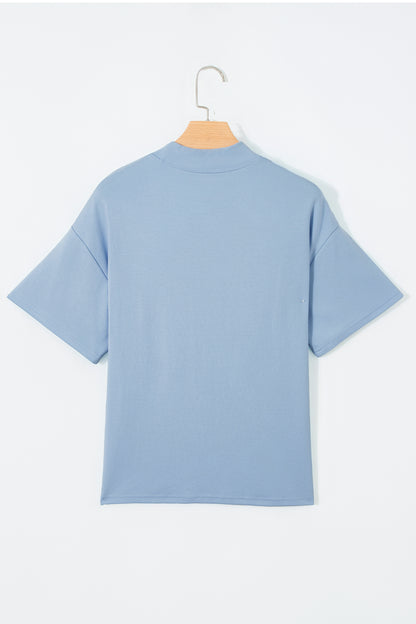 Oversized Solid Color High Neck Tee