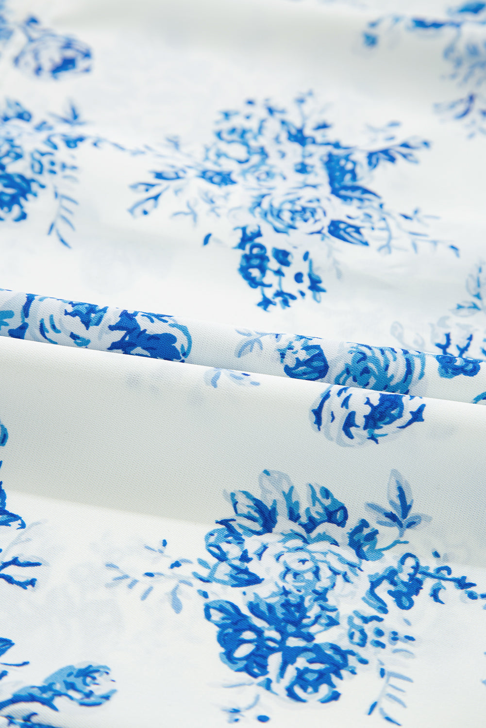 Floral Tiered Puff Sleeve Pleated Bust Buttoned Shirt