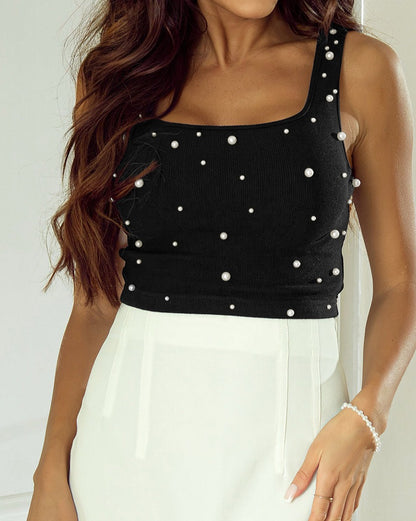 Pearl Square Neck Crop Top