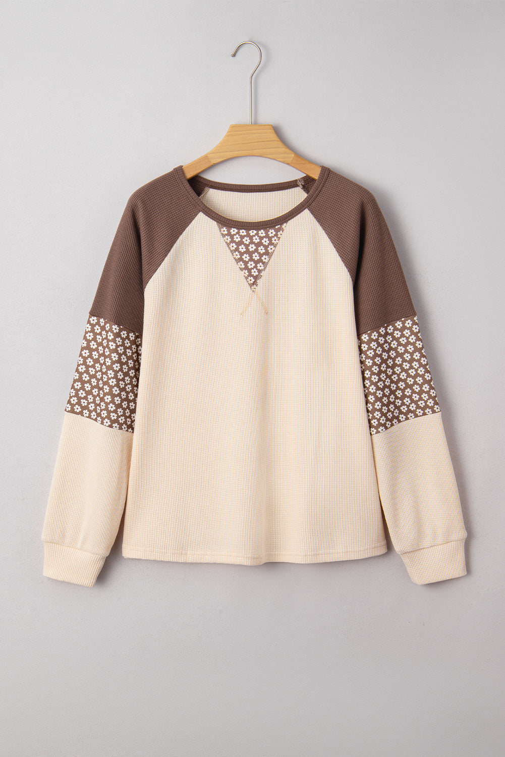 Floral Patchwork Colorblock Raglan Long Sleeve Top – Pretty Bash