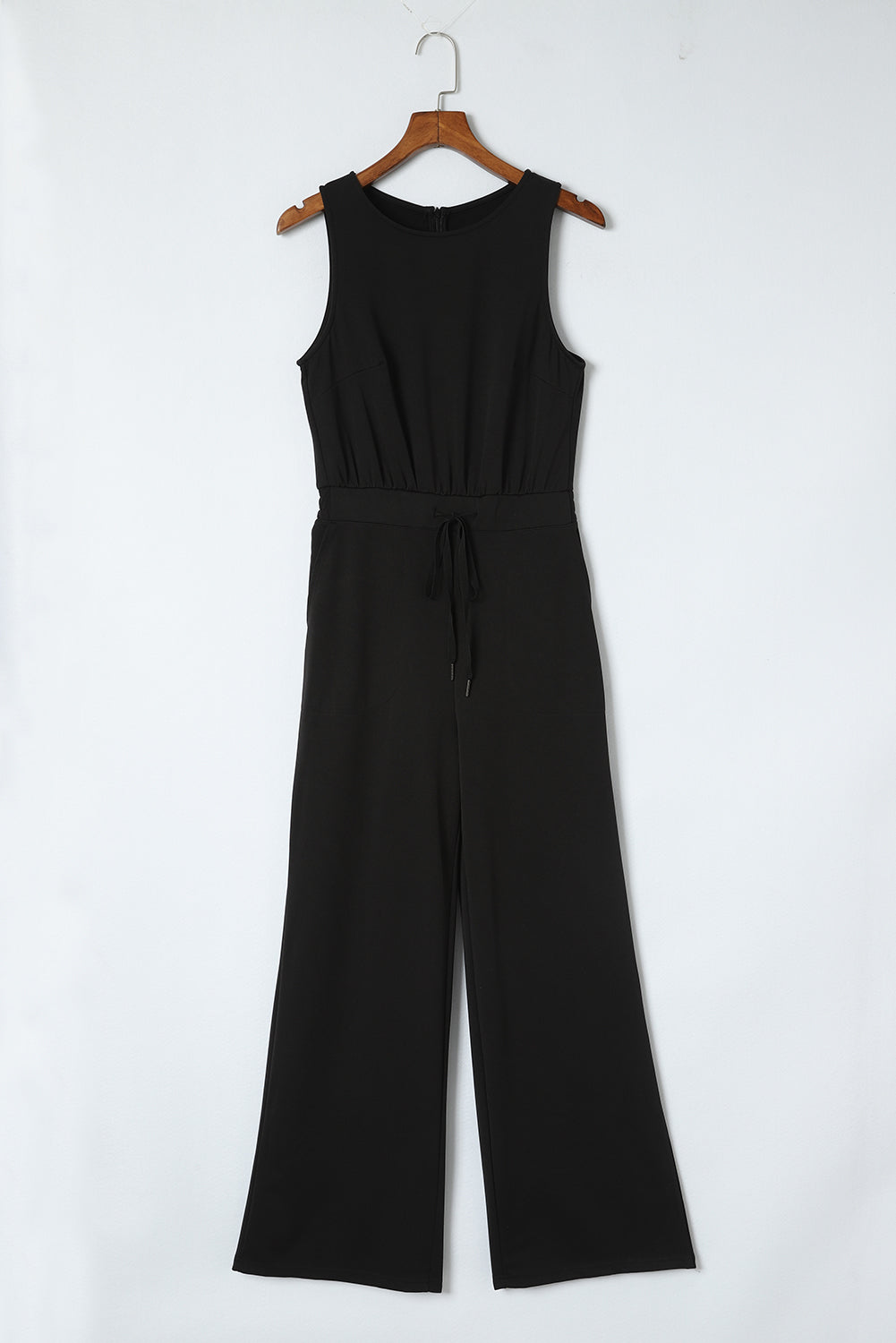 Sleeveless Drawstring Waist Pocketed Jumpsuit