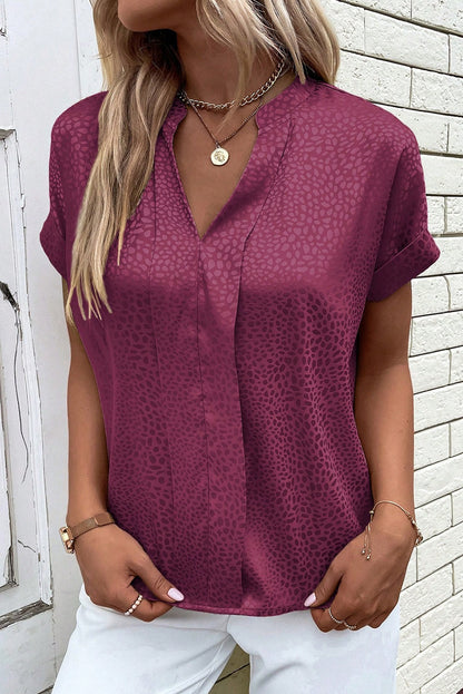 Leopard Short Sleeve V-Neck Blouse