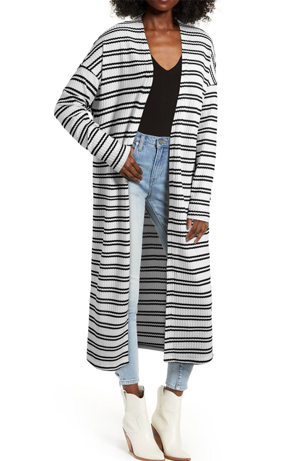 Stripe Open Front Duster Cardigan