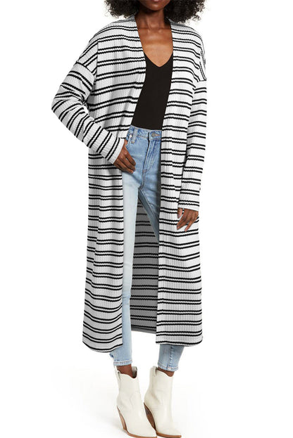 Stripe Open Front Duster Cardigan