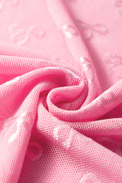 Bow Mesh Long Sleeve Top