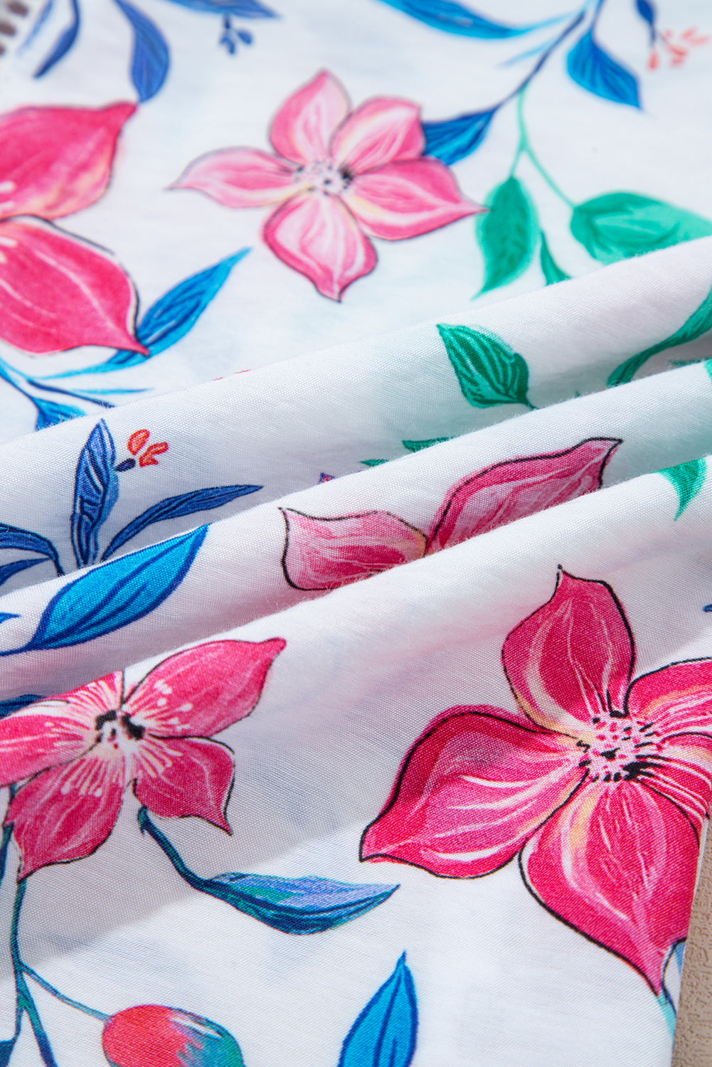 Floral Lace Trim Buttoned Long Sleeve Shirt