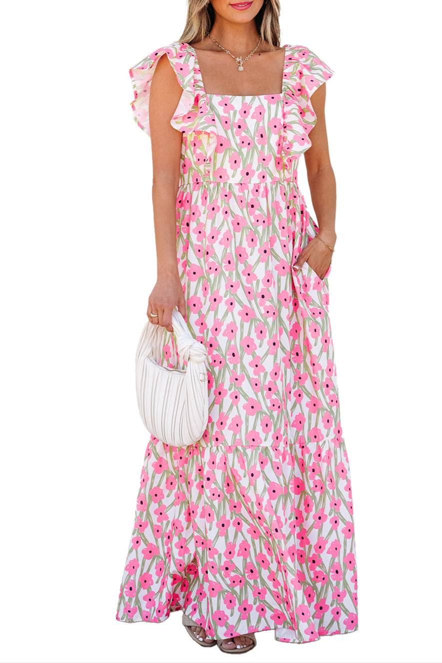 Floral Square Neck Maxi Dress